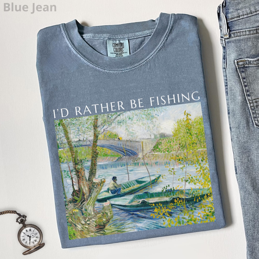Id Rather Be Fishing Shirt Vintage Angler Graphic Tee Fishing TShirt For Men Gift 2