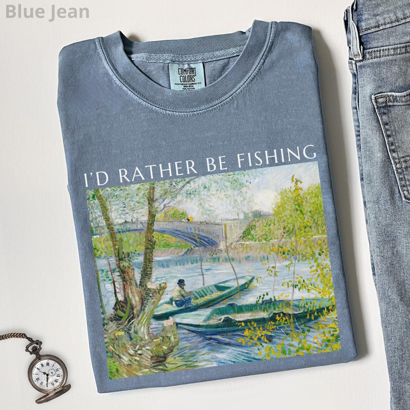 Id Rather Be Fishing Shirt Vintage Angler Graphic Tee Fishing TShirt For Men Gift 2