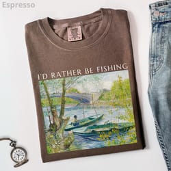 i'd rather be fishing shirt vintage angler graphic tee fishing t-shirt for men gift