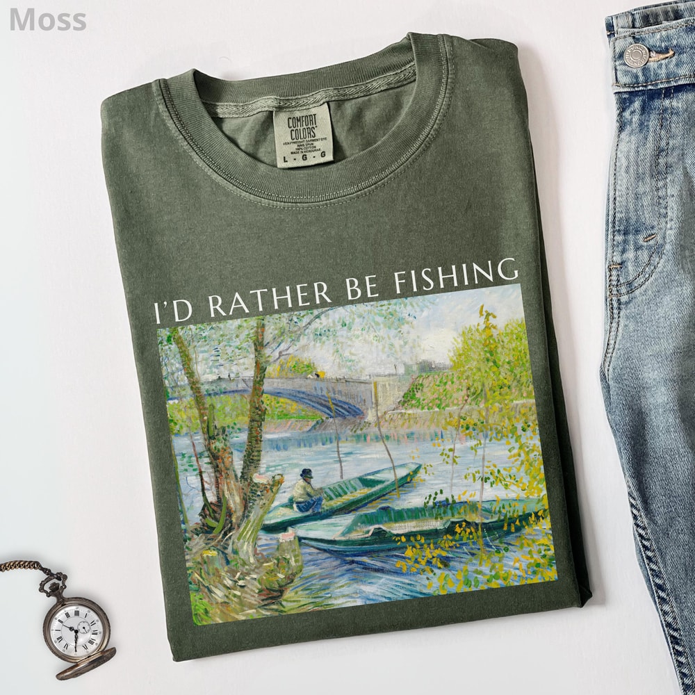 Id Rather Be Fishing Shirt Vintage Angler Graphic Tee Fishing TShirt For Men Gift 3