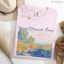 henri-edmond cross art shirt women by the shore 100% cotton vintage mediterranean tee