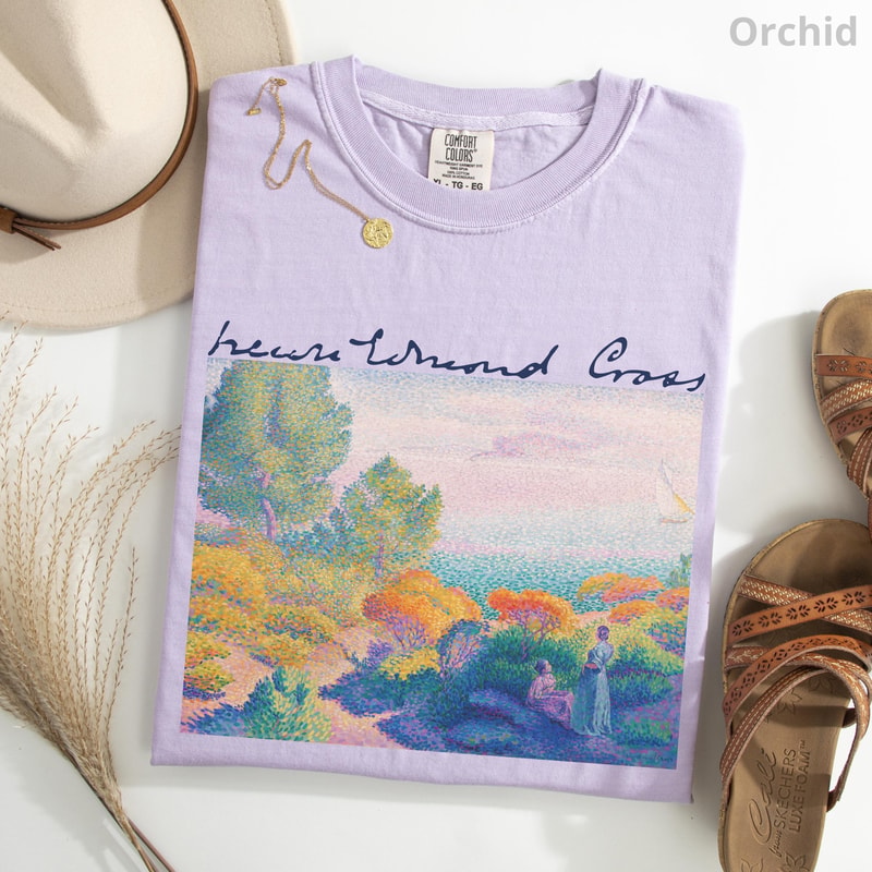 HenriEdmond Cross Art Shirt Women By The Shore 100 Cotton Vintage Mediterranean Tee 2