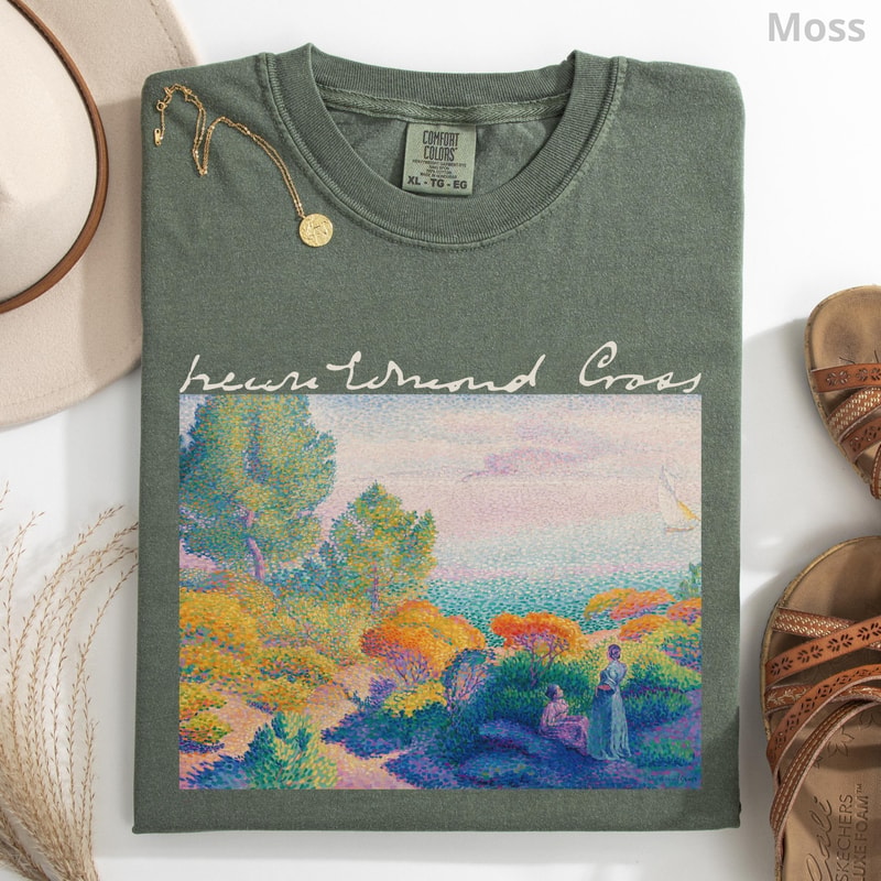 HenriEdmond Cross Art Shirt Women By The Shore 100 Cotton Vintage Mediterranean Tee 3