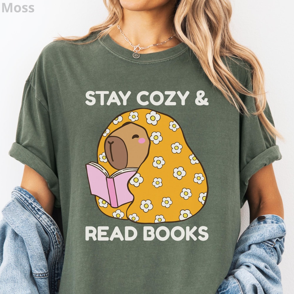Capybara Reading Shirt Cozy 100 Cotton Book Lover Unisex Graphic Tee 2