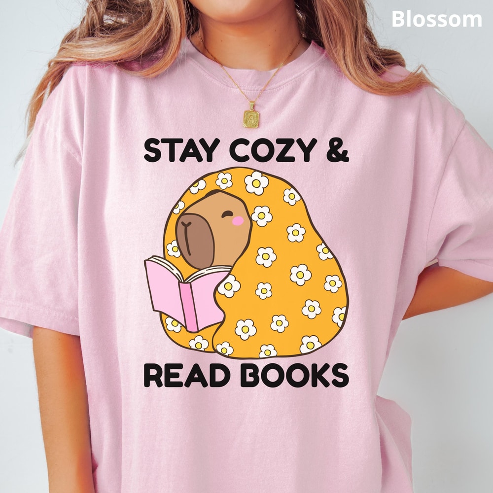 Capybara Reading Shirt Cozy 100 Cotton Book Lover Unisex Graphic Tee 7
