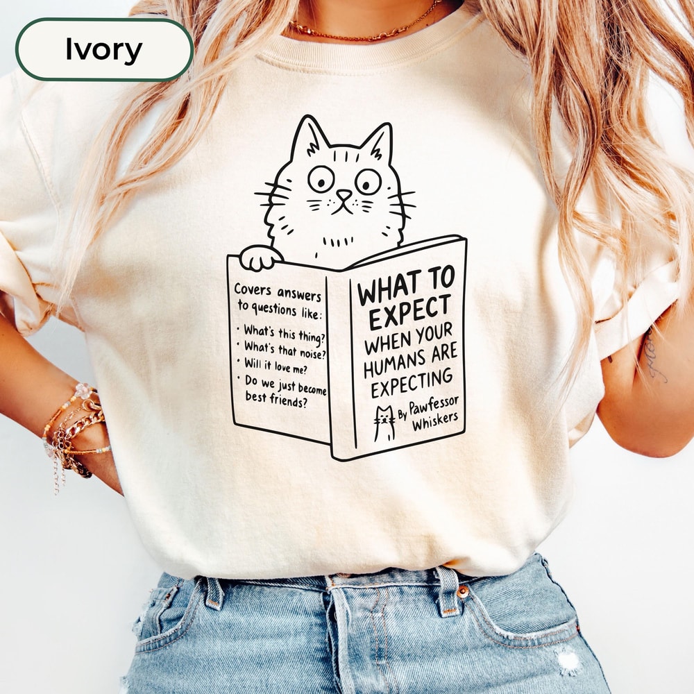 Funny Cat Pregnancy Announcement Shirt Expecting Mom Tee Cute Maternity Gift 0