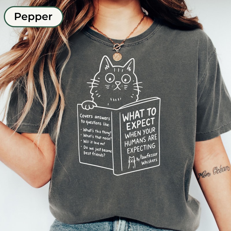 Funny Cat Pregnancy Announcement Shirt Expecting Mom Tee Cute Maternity Gift 3