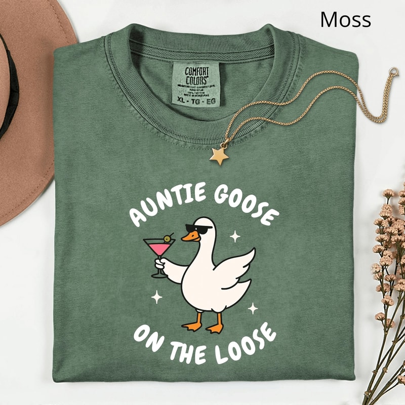 Auntie Goose On The Loose Shirt Funny Goose Aunt Silly Goose Tee Baby Reveal Gift 1