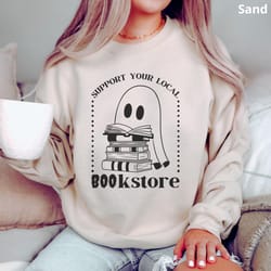 fall book ghost halloween shirt spooky book lover ghost reading tee