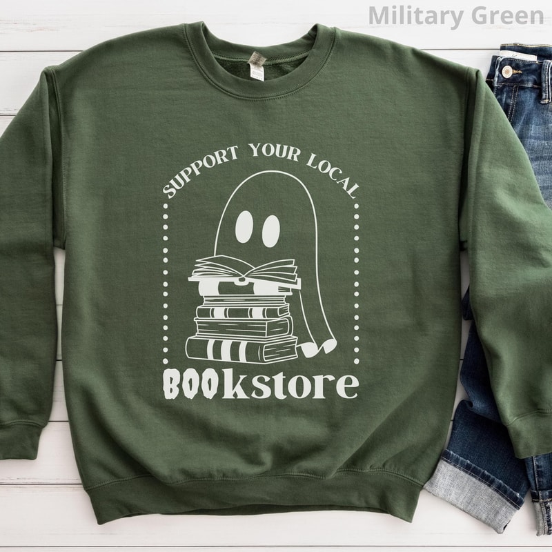 Fall Book Ghost Halloween Shirt Spooky Book Lover Ghost Reading Tee 1