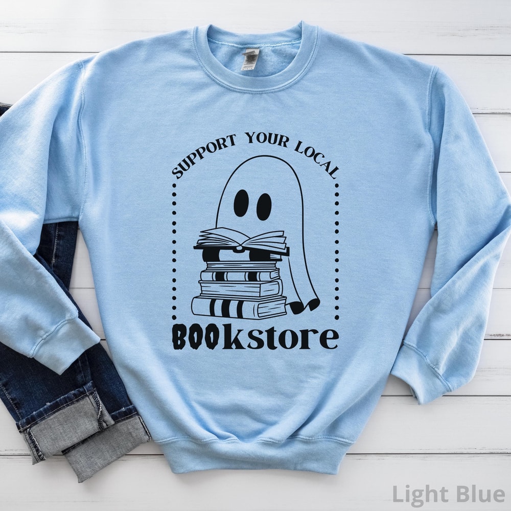 Fall Book Ghost Halloween Shirt Spooky Book Lover Ghost Reading Tee 2