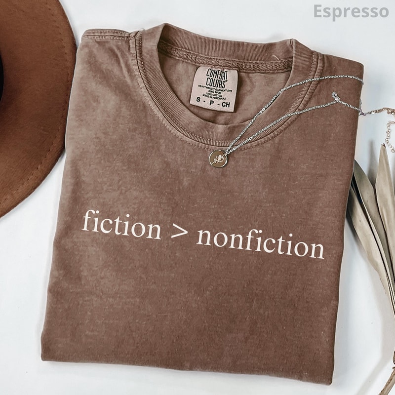 Fiction Lover TShirt 100 Cotton Unisex Book Lover Tee Book Club Shirt 5