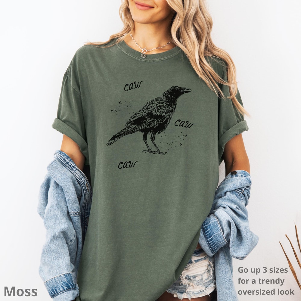 Moonlit Raven Crow Shirt 100 Cotton Gothic Autumn Aesthetic Bird Lover Tee 1