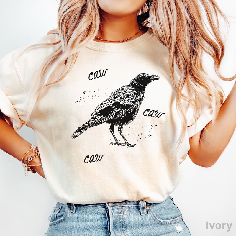Moonlit Raven Crow Shirt 100 Cotton Gothic Autumn Aesthetic Bird Lover Tee 2