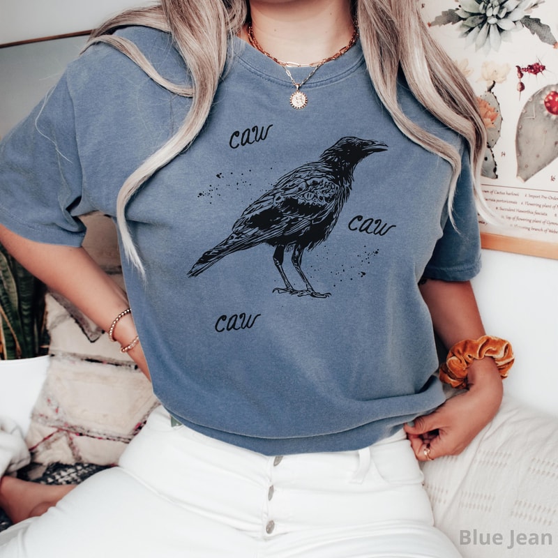 Moonlit Raven Crow Shirt 100 Cotton Gothic Autumn Aesthetic Bird Lover Tee 3