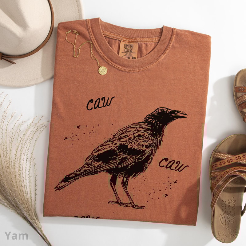 Moonlit Raven Crow Shirt 100 Cotton Gothic Autumn Aesthetic Bird Lover Tee 4