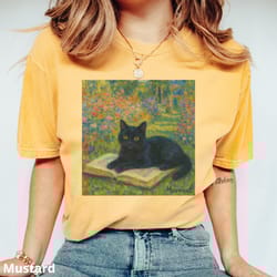 monet cat shirt 100% cotton impressionist black cat art tee vintage art t-shirt