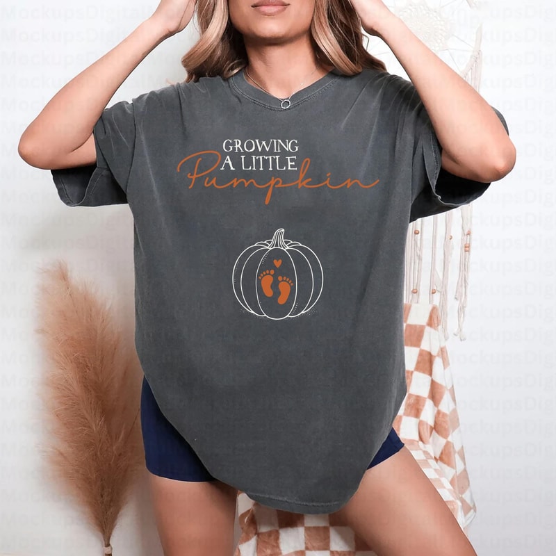 Growing A Little Pumpkin Pregnancy Shirt Fall Thanksgiving Maternity Announcement Tee 3