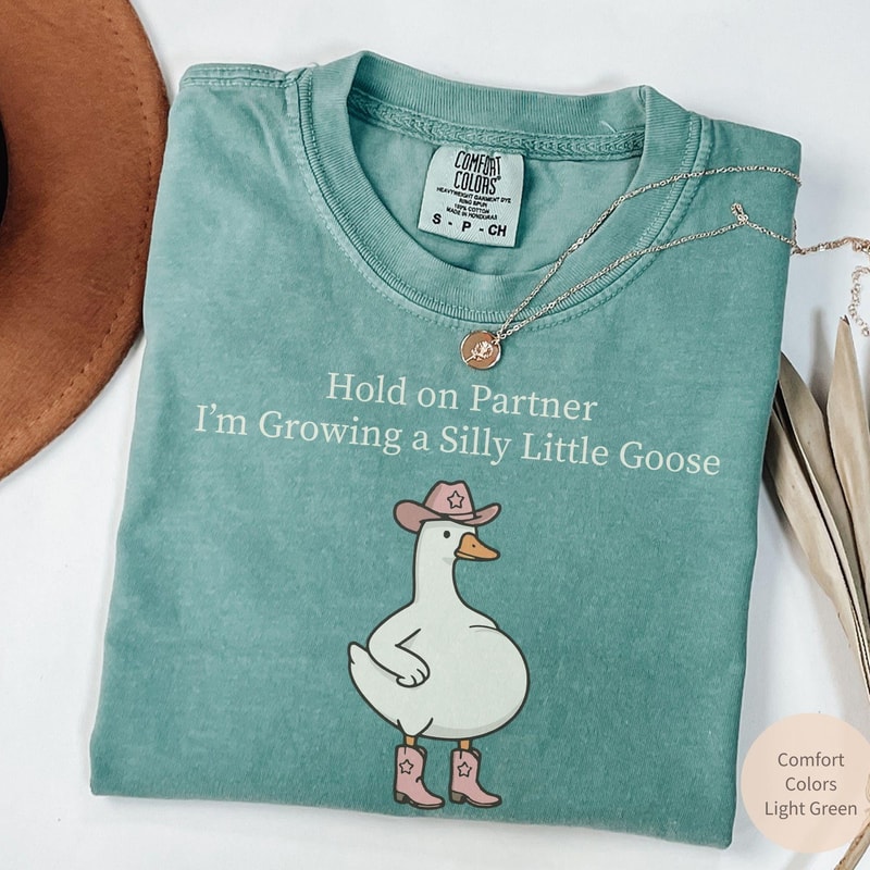 Silly Pregnant Goose Shirt Comfort Colors Funny Pregnancy Announcement Tee 4