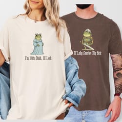 funny frog pregnancy shirt custom matching parents we're pregnant baby announcement tee