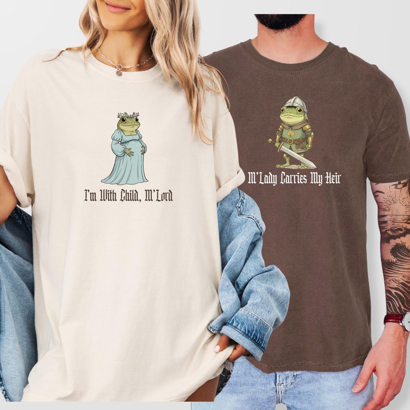 Funny Frog Pregnancy Shirt Custom Matching Parents Were Pregnant Baby Announcement Tee 0