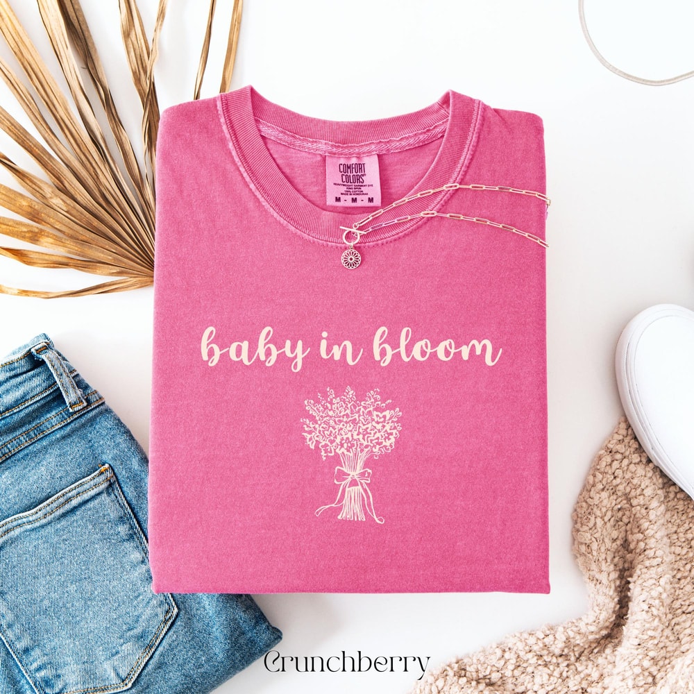 Baby In Bloom Pregnancy Announcement Shirt Mommy To Be Floral Maternity Tee 2