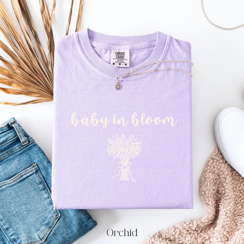 Baby In Bloom Pregnancy Announcement Shirt Mommy To Be Floral Maternity Tee 3