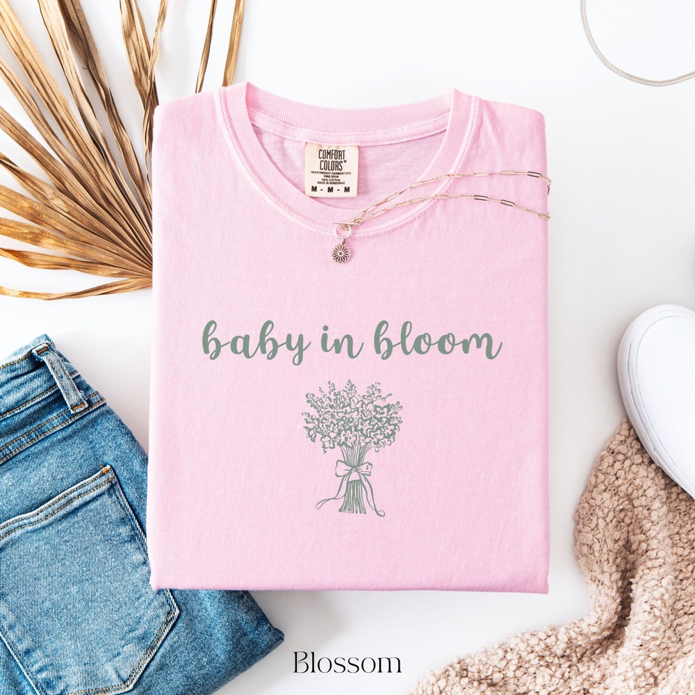 Baby In Bloom Pregnancy Announcement Shirt Mommy To Be Floral Maternity Tee 4