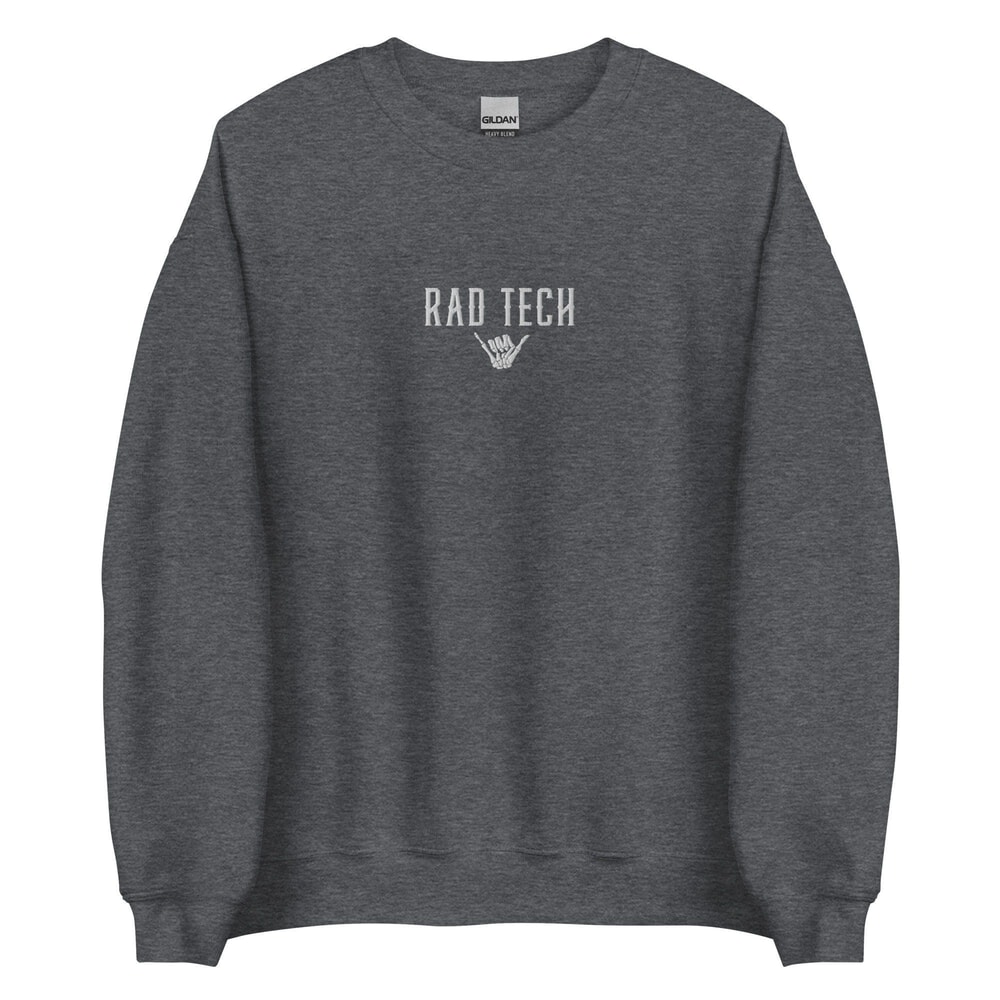 Embroidered Rad Tech Sweatshirt Radiology Technologist Crewneck XRay Skeleton Hand Shaka Gift 1