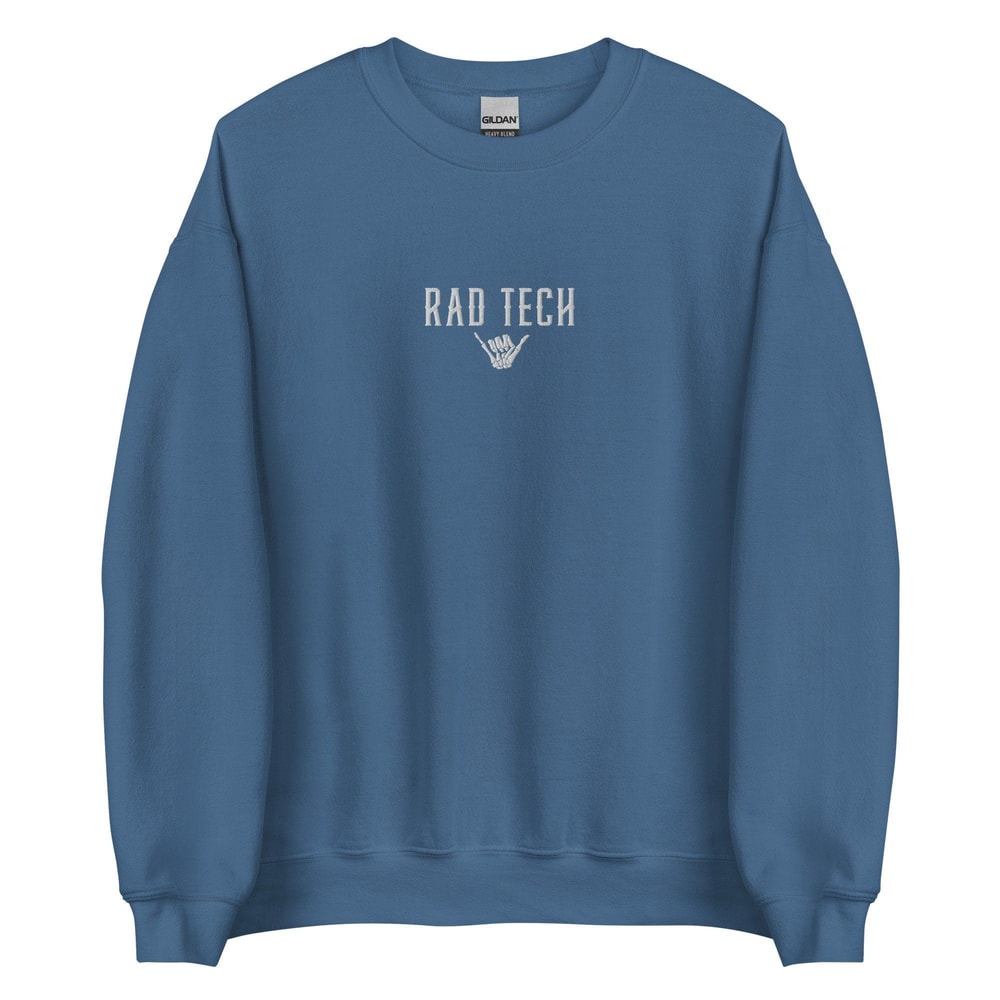 Embroidered Rad Tech Sweatshirt Radiology Technologist Crewneck XRay Skeleton Hand Shaka Gift 2
