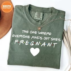 the one where everyone finds out pregnancy reveal t-shirt | funny pregnancy announcement shirt | mother's day maternity
