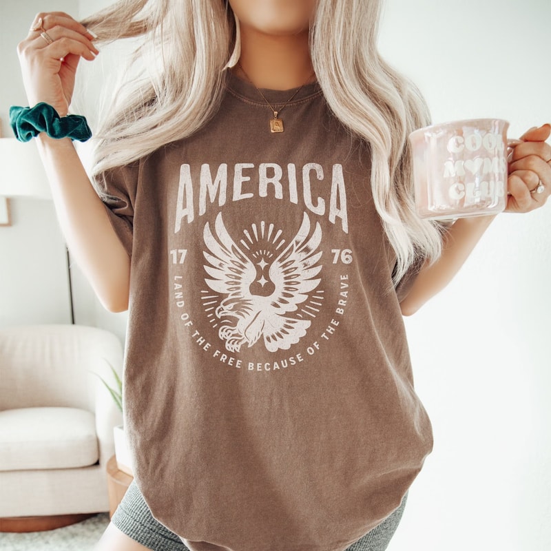 1776 Fourth Of July Eagle Patriotic USA Shirt Land Of The Free Graphic Tee 1