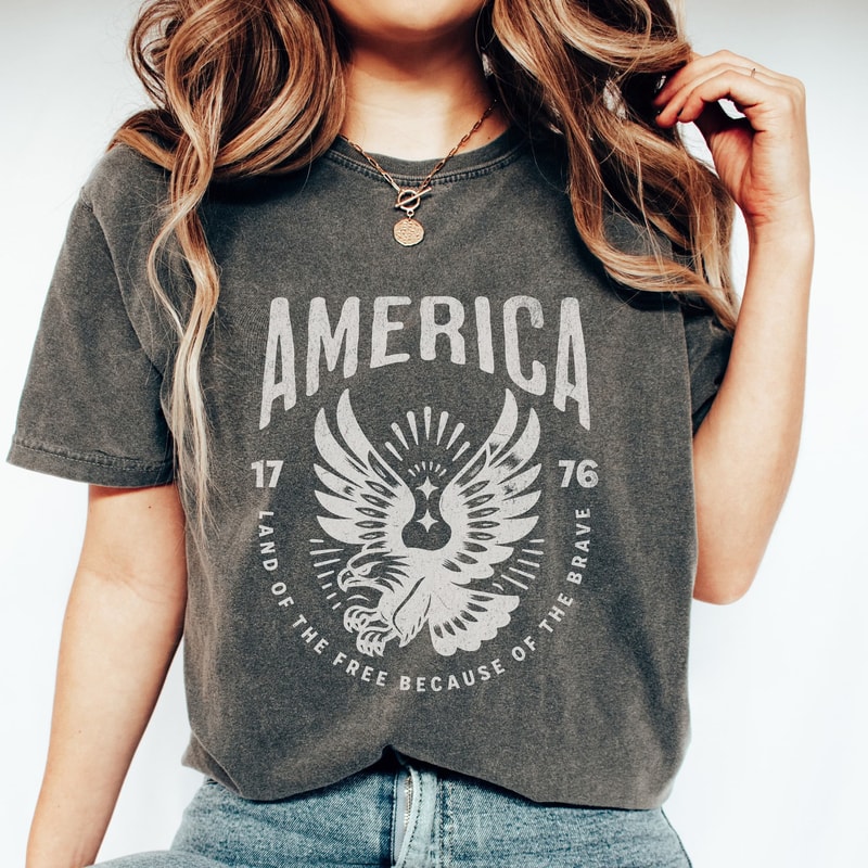 1776 Fourth Of July Eagle Patriotic USA Shirt Land Of The Free Graphic Tee 2