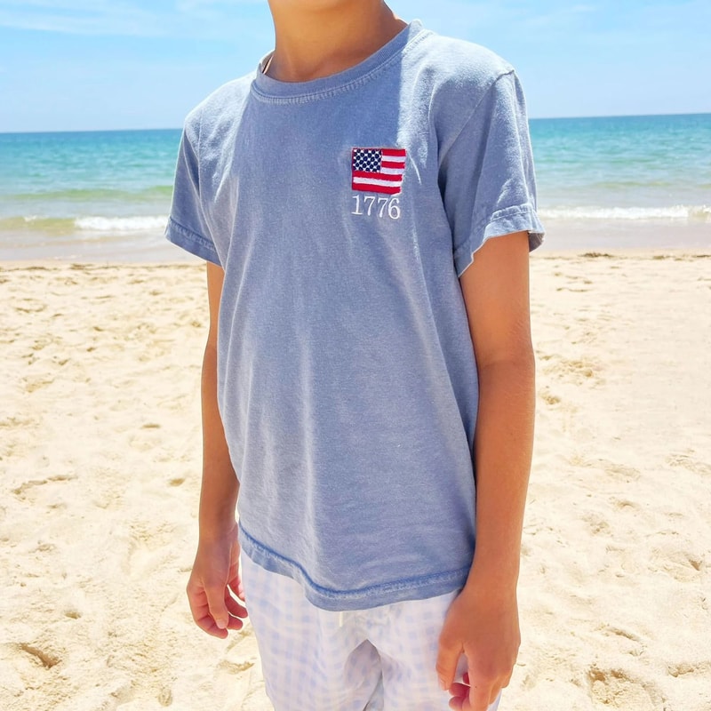 1776 USA Flag Youth Comfort Colors Shirt Patriotic Kids 4th Of July Tee 3