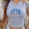 Retro 1776 America Baby Tee 4th Of July Patriotic Y2K Crop Top Shirt 1