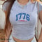 Retro 1776 America Baby Tee 4th Of July Patriotic Y2K Crop Top Shirt 1