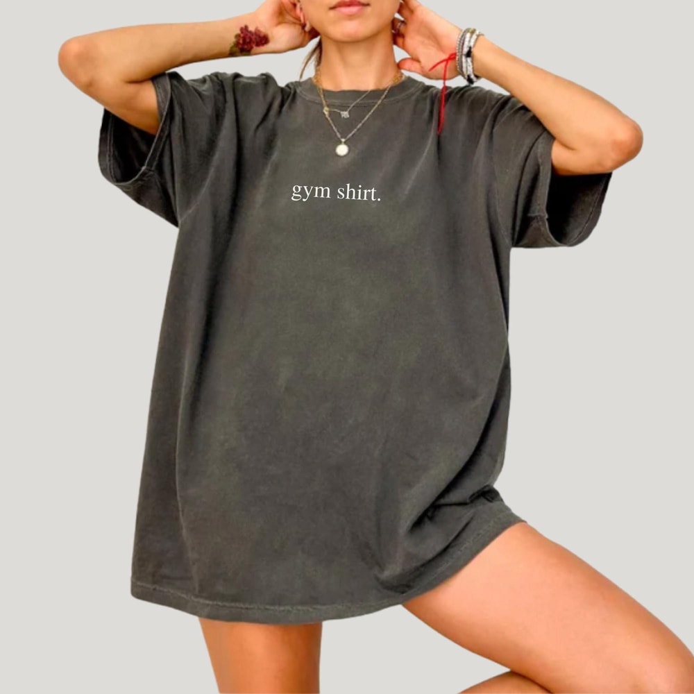 Comfort Colors Gym Shirt Relaxed Fit Pump Cover Women Oversized Workout Tee 0