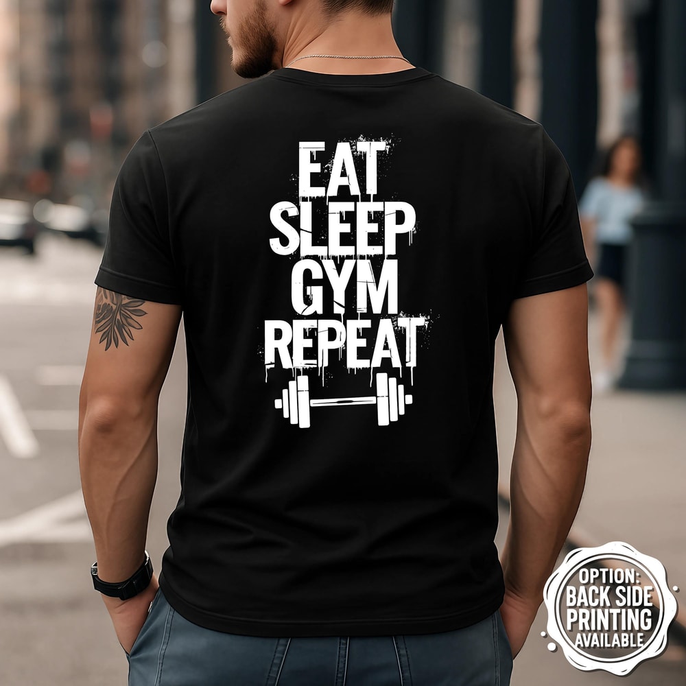 Eat Sleep Gym Repeat TShirt Fitness Motivational Gym Workout Bodybuilding Tee 0