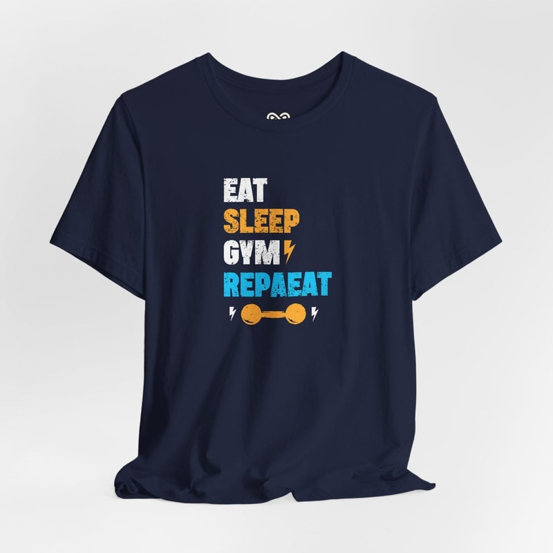 Eat Sleep Gym Repeat Gym T Shirt Fitness Motivation Workout Tee Bodybuilding Shirt 1
