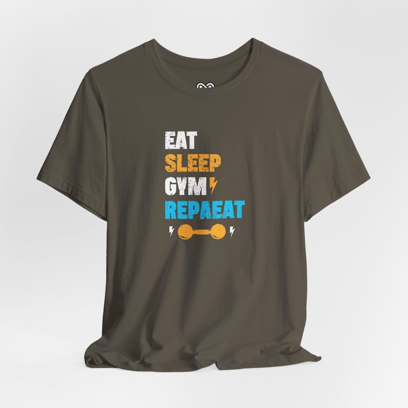 Eat Sleep Gym Repeat Gym T Shirt Fitness Motivation Workout Tee Bodybuilding Shirt 2