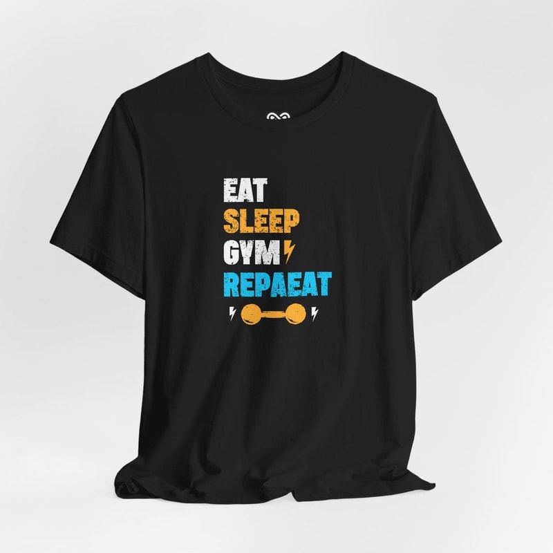 Eat Sleep Gym Repeat Gym T Shirt Fitness Motivation Workout Tee Bodybuilding Shirt 3