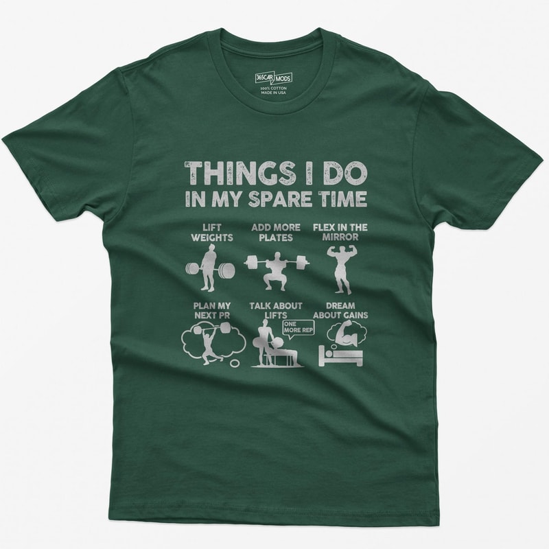 Funny Weightlifting Shirt Things I Do In My Spare Time Gym Workout Humor Tee 1