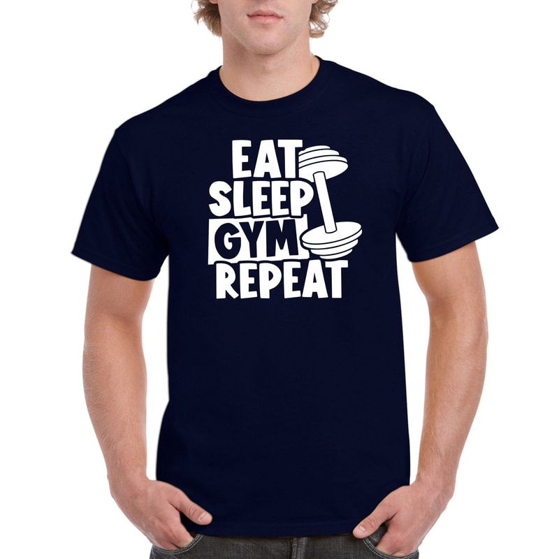 Mens Gym T Shirt Eat Sleep Gym Repeat Workout Tee Fitness Motivation Unisex Gym Shirt 0