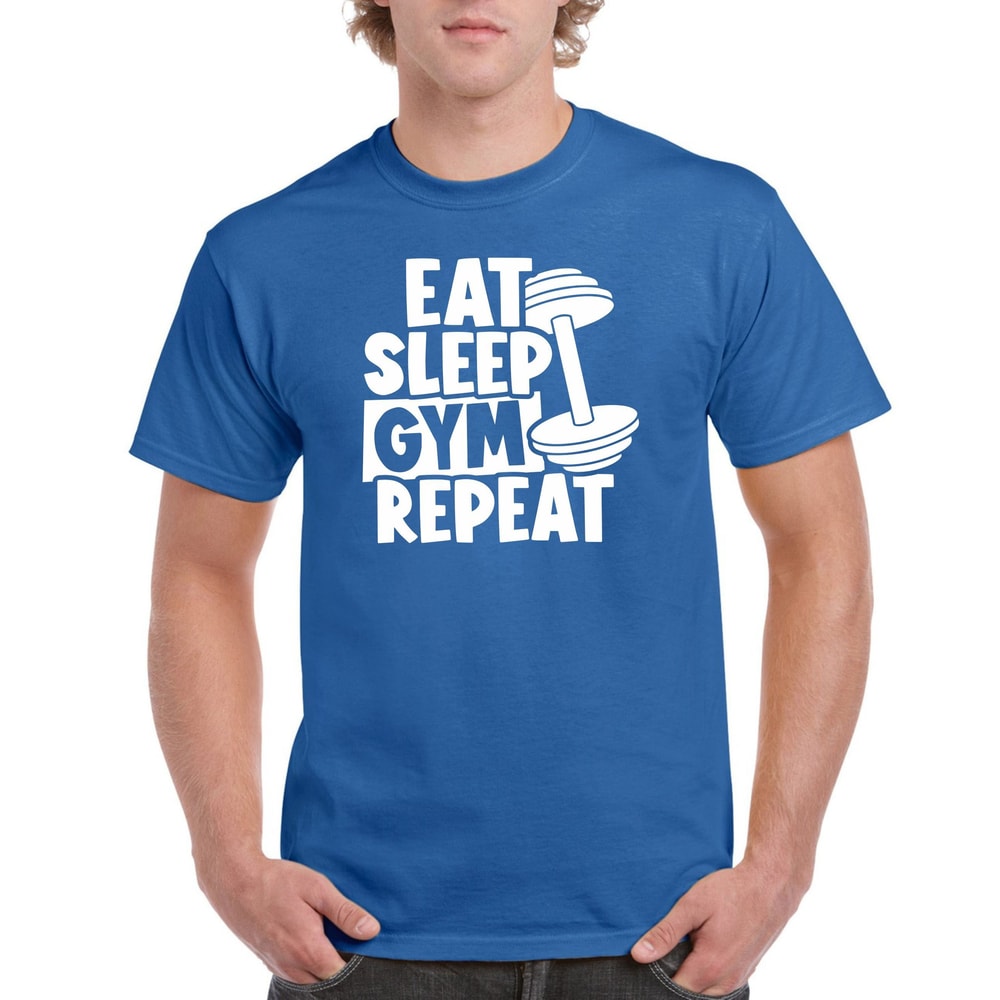 Mens Gym T Shirt Eat Sleep Gym Repeat Workout Tee Fitness Motivation Unisex Gym Shirt 1