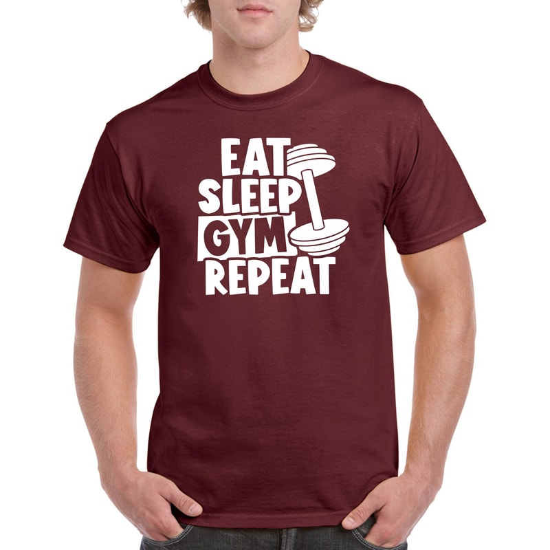 Mens Gym T Shirt Eat Sleep Gym Repeat Workout Tee Fitness Motivation Unisex Gym Shirt 2
