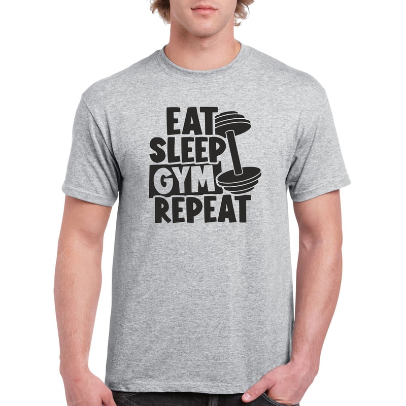Mens Gym T Shirt Eat Sleep Gym Repeat Workout Tee Fitness Motivation Unisex Gym Shirt 3