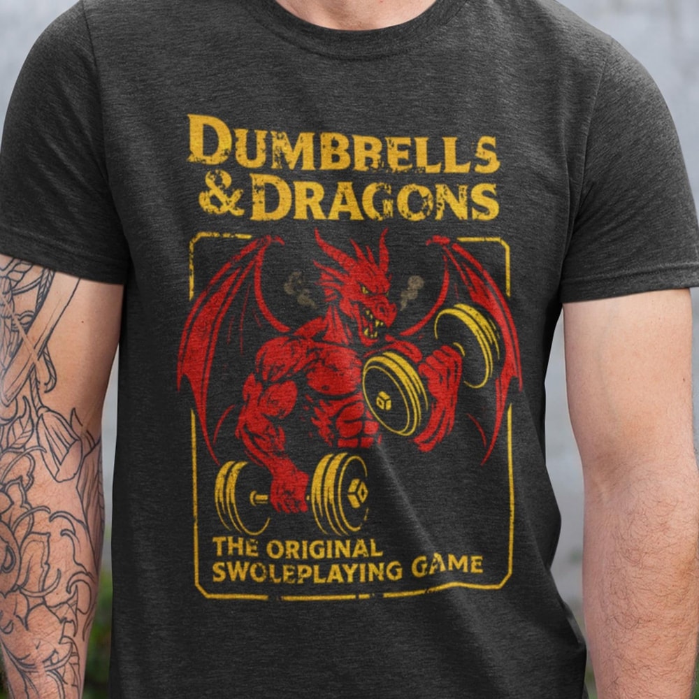 Funny Gym DnD Shirt Dungeons Dragons Workout Tee Swole Dungeon Master Gift Shirt 0