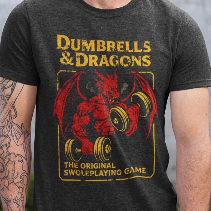 Funny Gym DnD Shirt Dungeons Dragons Workout Tee Swole Dungeon Master Gift Shirt 0