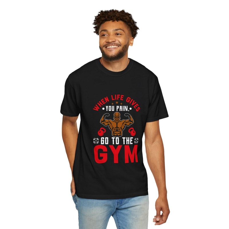 When Life Gives You Pain Go To The Gym Shirt Motivational Workout Tee Fitness Bodybuilding Shirt 2