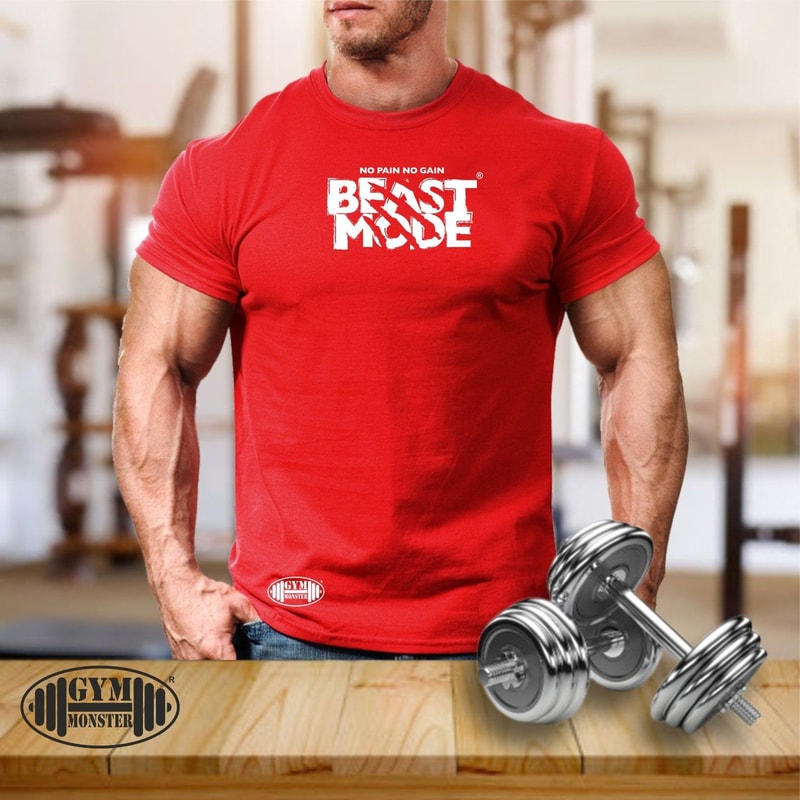 Beast Mode Gym Shirt Men Workout Tee Bodybuilding Fitness Training MMA Gym Monster Shirt 1